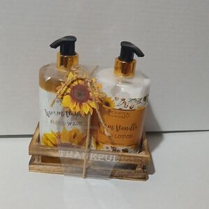 Brompton and Langley Sunflower Hand Wash and Lotion Thankful Gift Set NWT